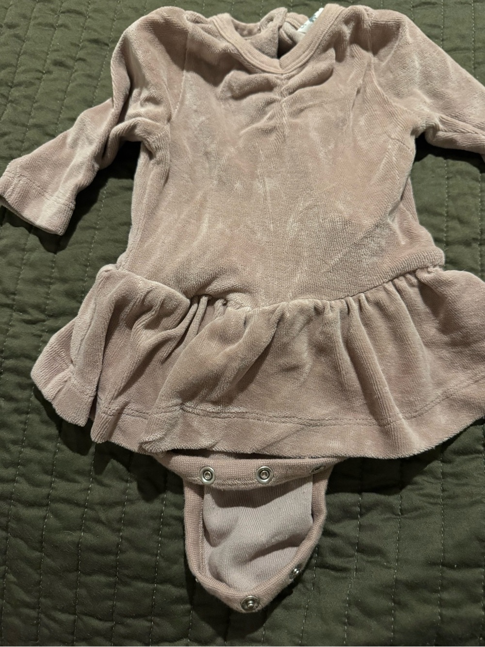 kate quinn Baby Velour Peplum Bodysuit in Taupe